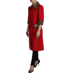 Dolce & Gabbana Dolce & Gabbana Elegant Red Leopard Trench Coat JKT3317- 38 1% Rayon,12% Cotton,1728,2% Silk,67345645728,Clothing,Dolce & Gabbana,IT36|XXS,IT38|XS,Jackets & Coats - Women - Clothing,Material: 85% Wool,New with tags,Red,Women,Women - Clothi