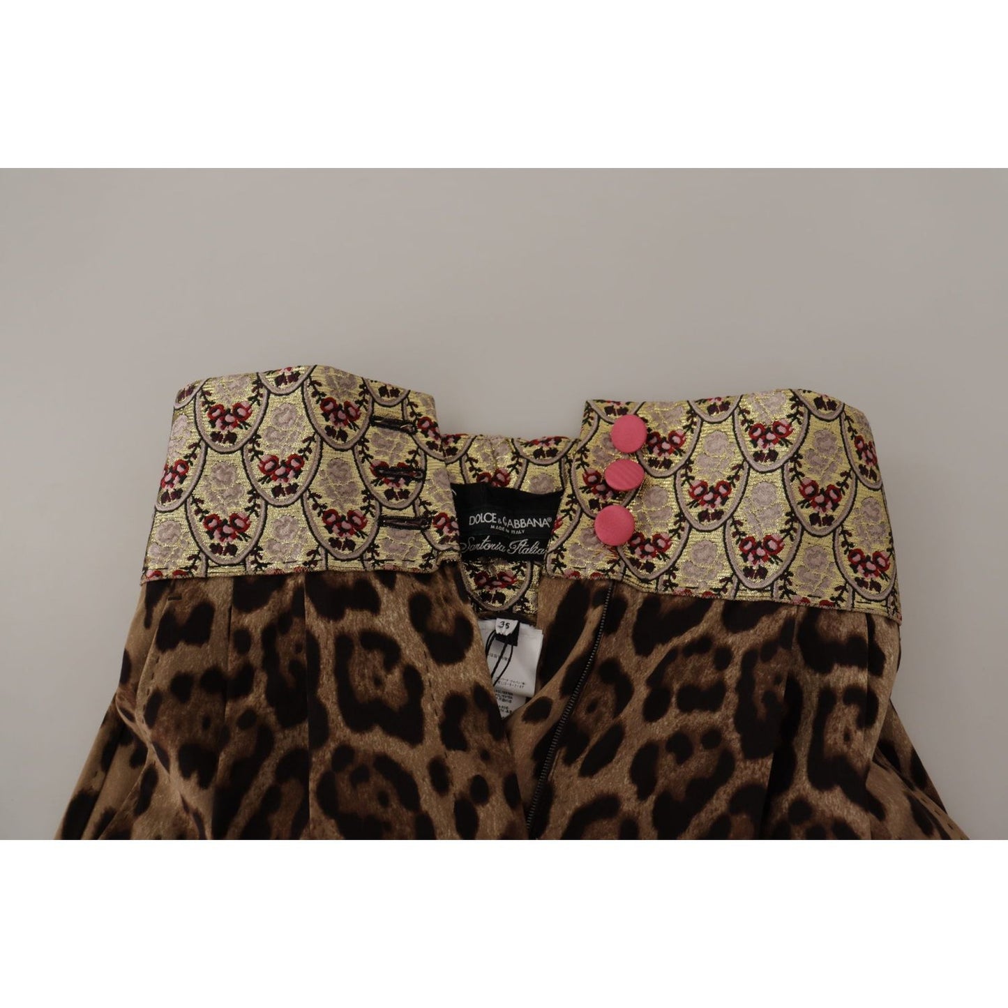 Dolce & Gabbana Brown Leopard Gold Jacquard High Waist Pants