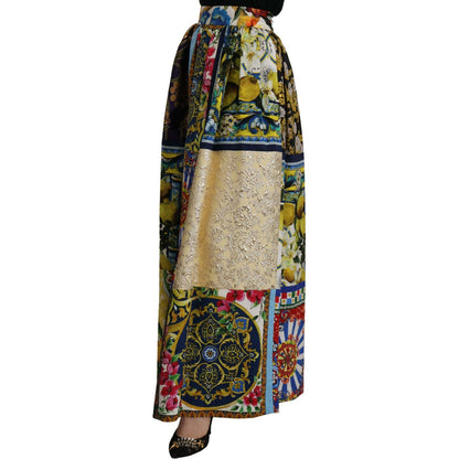 Dolce & Gabbana Multicolor Patchwork Sicily Long Maxi Skirt