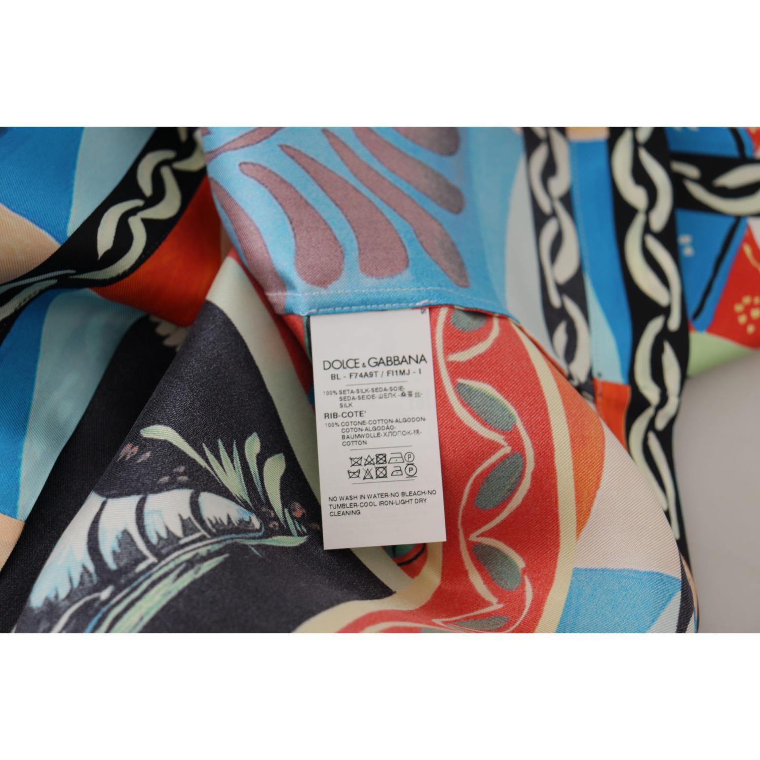 بلوزة من الحرير متعدد الألوان من دولتشي آند غابانا