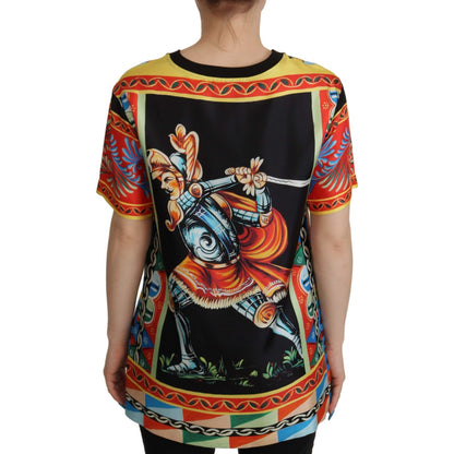 Dolce & Gabbana Multicolor Soldier Carretto Silk Top T-shirt