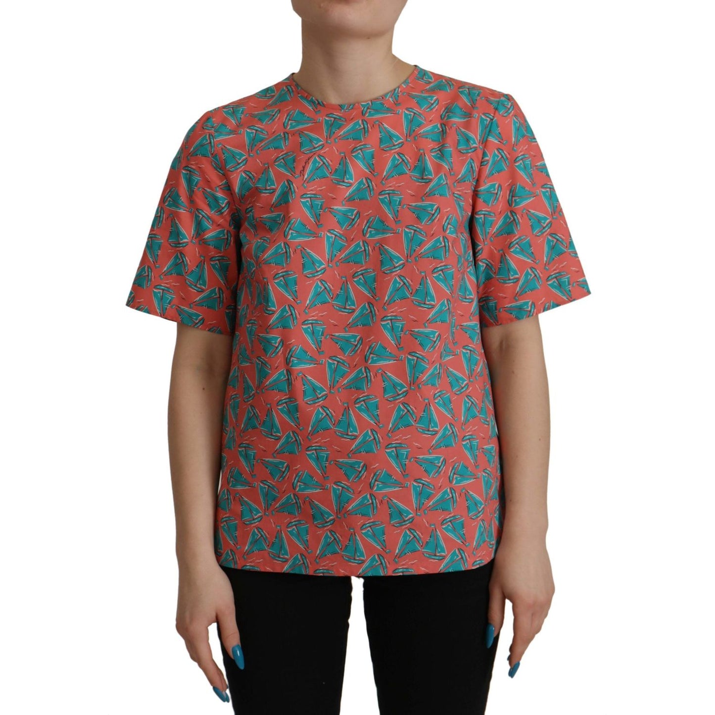 Dolce & Gabbana Pink Sail Boat Print Cotton T-shirt TSH7831- 38