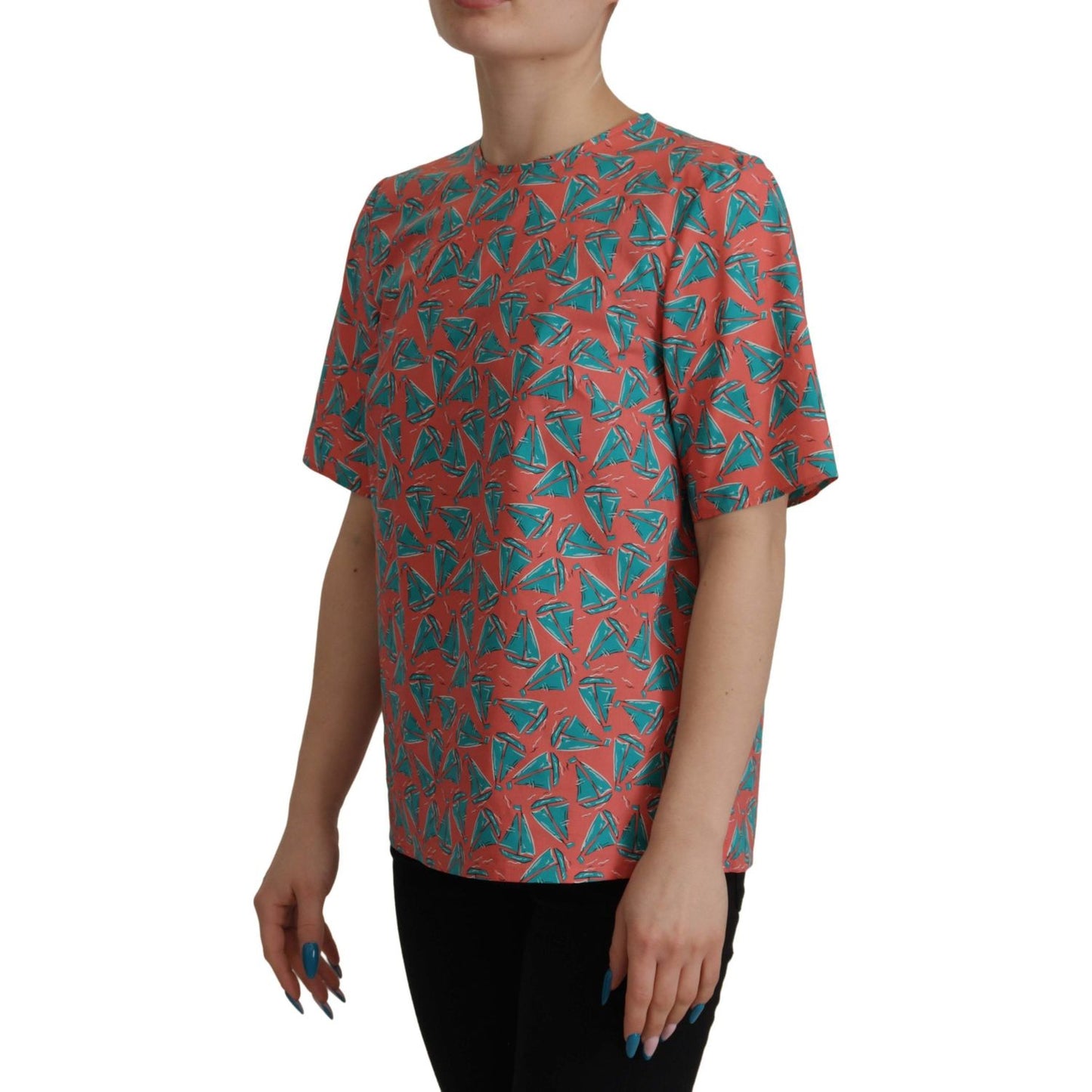 Dolce & Gabbana Pink Sail Boat Print Cotton T-shirt TSH7831- 38