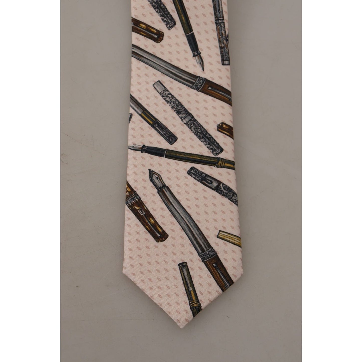 Dolce & Gabbana Pink Pen Dots Print 100% Silk Adjustable Neck Accessory Tie KRA3179