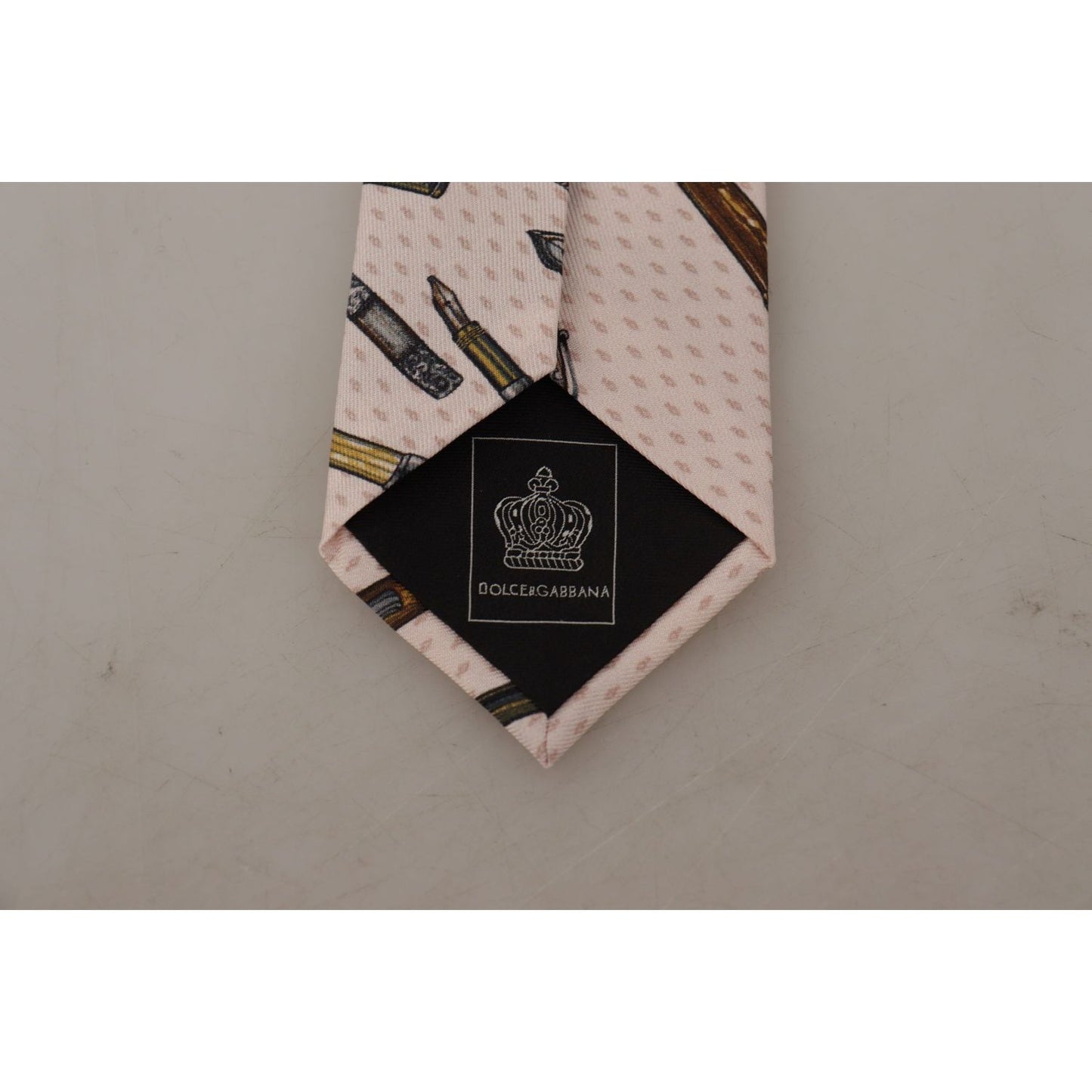 Dolce & Gabbana Pink Pen Dots Print 100% Silk Adjustable Neck Accessory Tie KRA3179