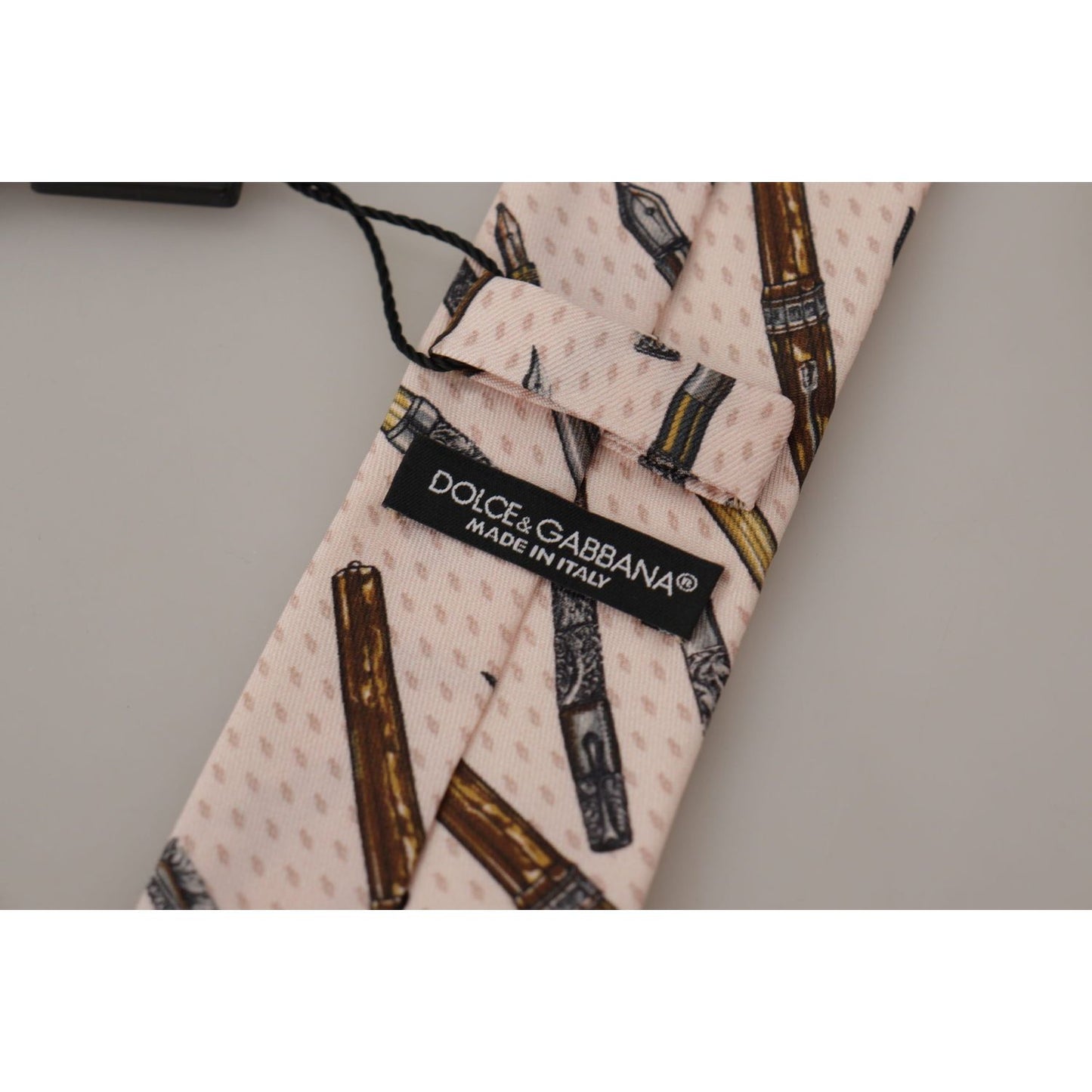 Dolce & Gabbana Pink Pen Dots Print 100% Silk Adjustable Neck Accessory Tie KRA3179