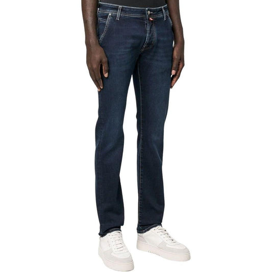 Jacob Cohen Elegant Blue Denim with Suede Accent JA-9489-IT40 | M