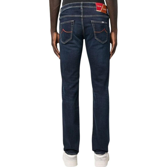 Jacob Cohen Elegant Blue Denim with Suede Accent JA-9489-IT40 | M