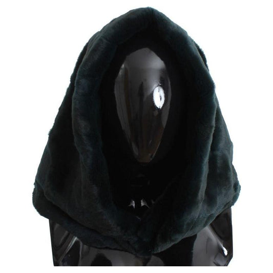 Dolce & Gabbana Green Weasel Fur Crochet Hood Scarf Hat SIG18221