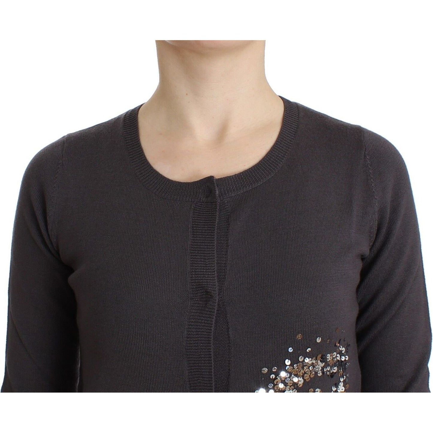 John Galliano Purple Wool Sequined Cardigan Knit Sweater