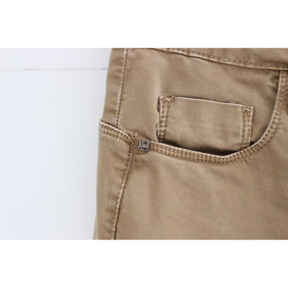 Costume National Beige Straight Leg Denim Pants Stretch Jeans