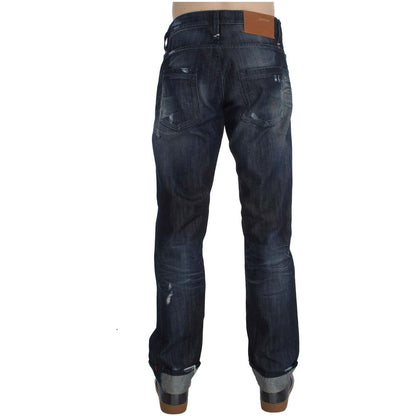 Acht Blue Cotton Regular Straight Fit Jeans Jeans & Pants