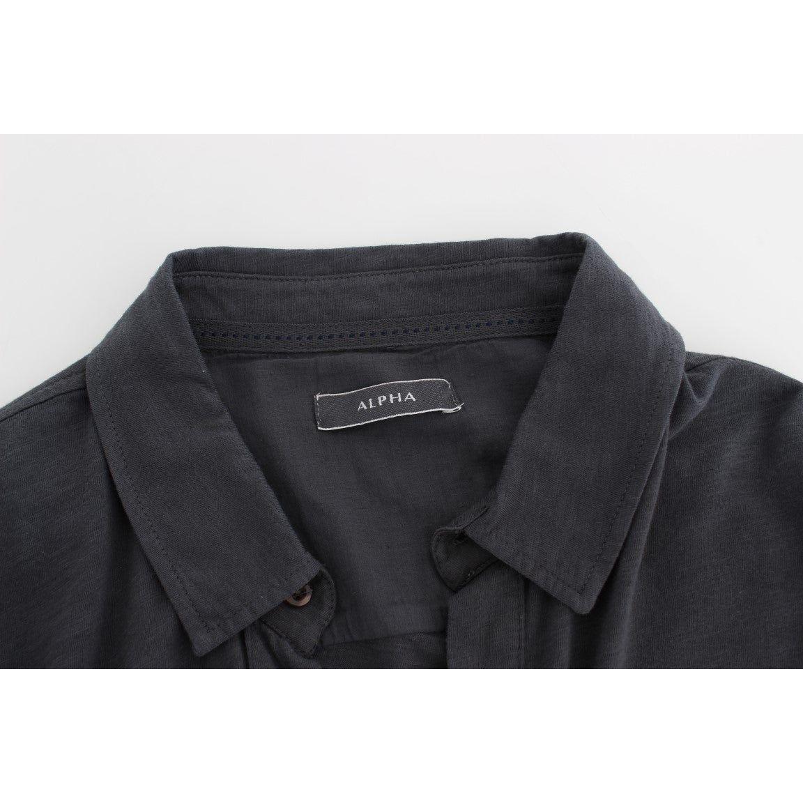 Alpha Massimo Rebecchi Gray Cotton Button Down Casual Shirt SIG31041-58