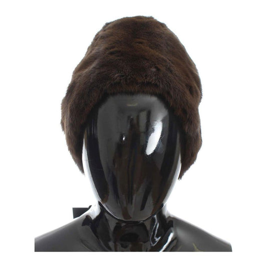 Dolce & Gabbana Brown Weasel Fur Womens Cashmere Hat Beanie MS812-3