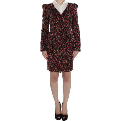 BENCIVENGA Black Multicolor Floral Suit Skirt Suit