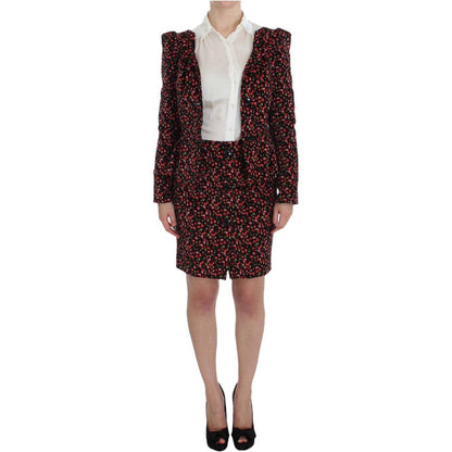 BENCIVENGA Black Multicolor Floral Suit Skirt Suit
