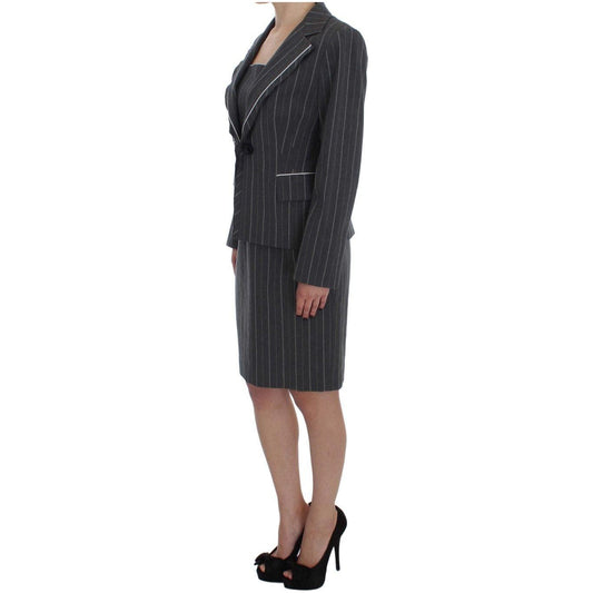 BENCIVENGA Gray Stretch Suit Sheath Dress & Blazer Set SIG32487-3