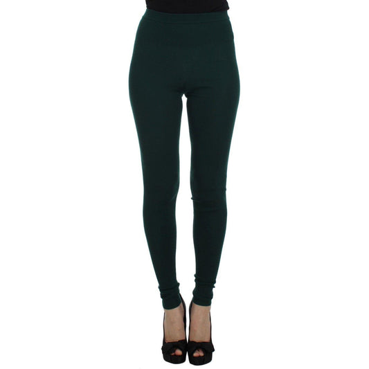Dolce & Gabbana Green Cashmere Stretch Tights Pants