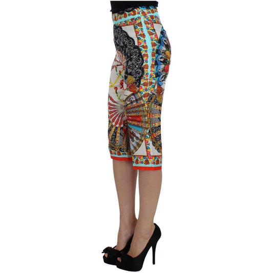 Dolce & Gabbana Multicolor Majolica Sicily Silk Pants SIG32521-1