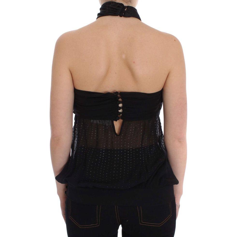 Exte Black Neck Wrap Top Blouse