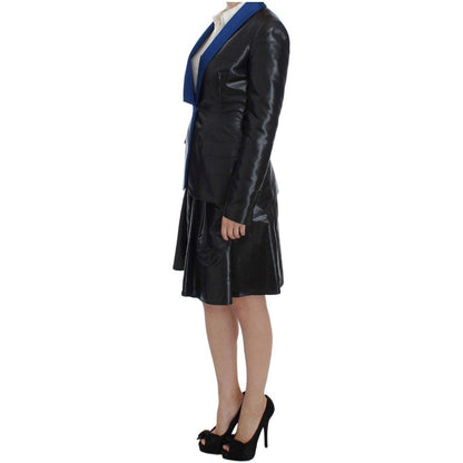 Exte Black Blue Two Piece Suit Skirt & Blazer Skirt Suit