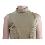 Exte Glamorous Gold Turtleneck Vest Top Exte Rosy Brown