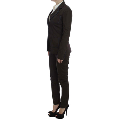 Exte Brown Stretch Two Button Suit Suit
