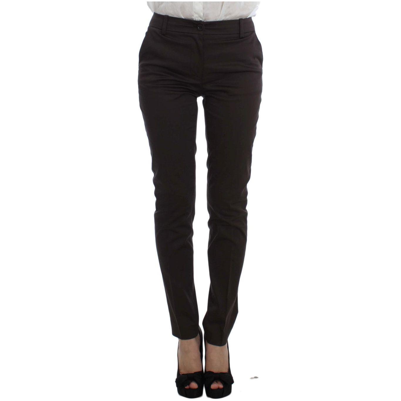 طقم بدلة إكستي شيك من القطن والإيلاستان باللون البني