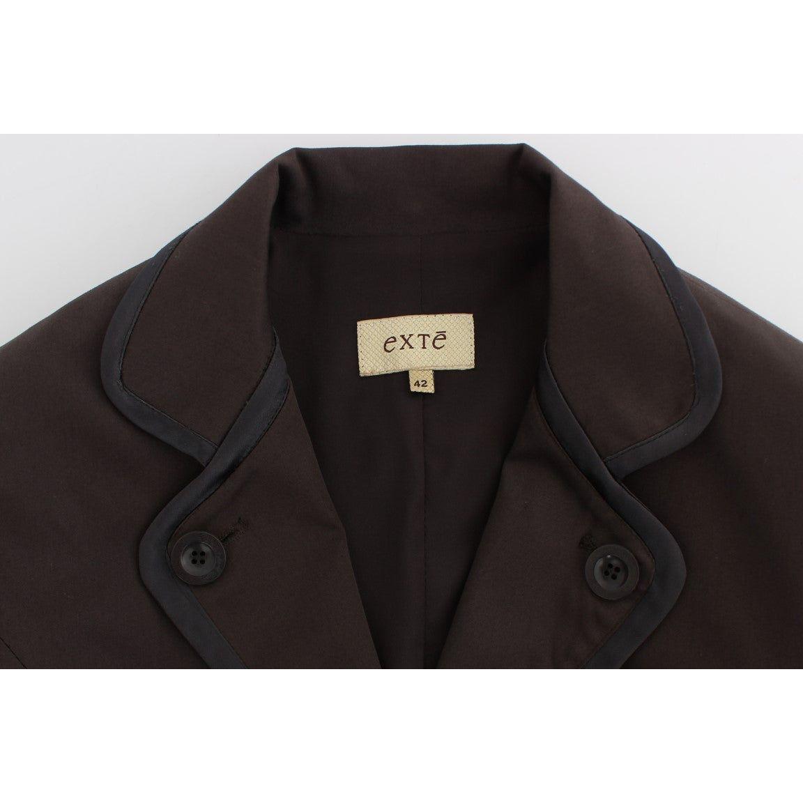 طقم بدلة إكستي شيك من القطن والإيلاستان باللون البني