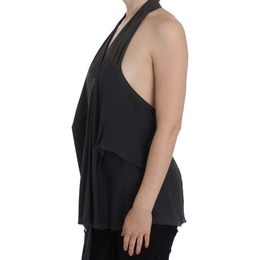 CORA GROPPO Gray Blue Stretch Blouse Top SIG32532-1