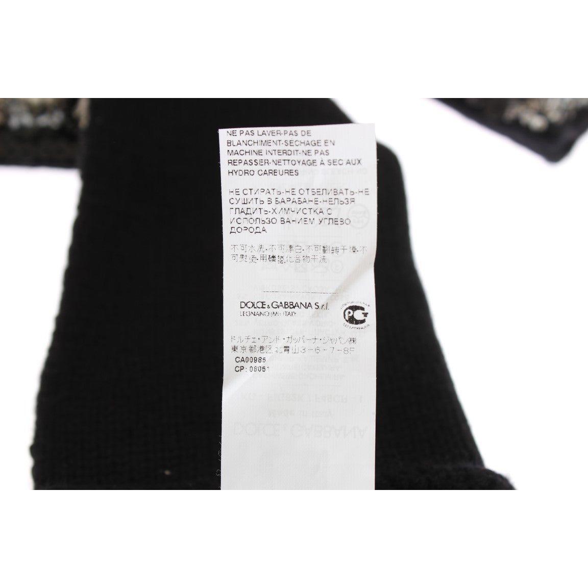 Dolce & Gabbana Black Cashmere Sequined Finger Less Gloves LB67-2