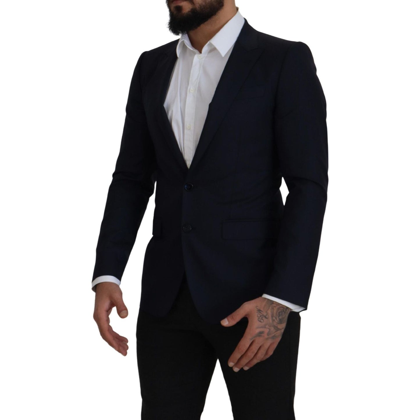 Dolce & Gabbana Blue Wool Single Breasted Coat Blazer JKT3394- 46