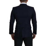 Dolce & Gabbana Blue Wool Single Breasted Coat Blazer JKT3394- 46