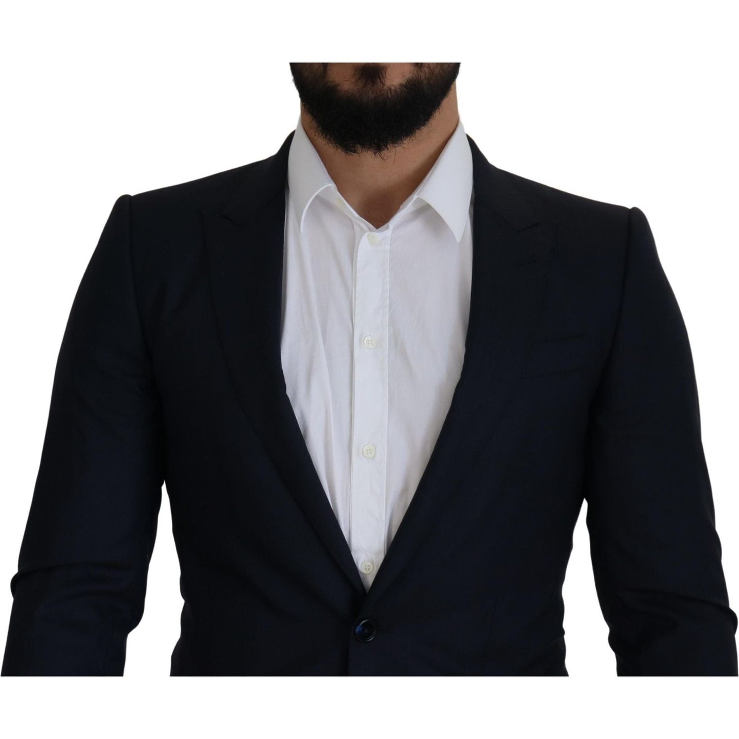 Dolce & Gabbana Blue Wool Single Breasted Coat Blazer JKT3394- 46