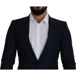 Dolce & Gabbana Blue Wool Single Breasted Coat Blazer JKT3394- 46
