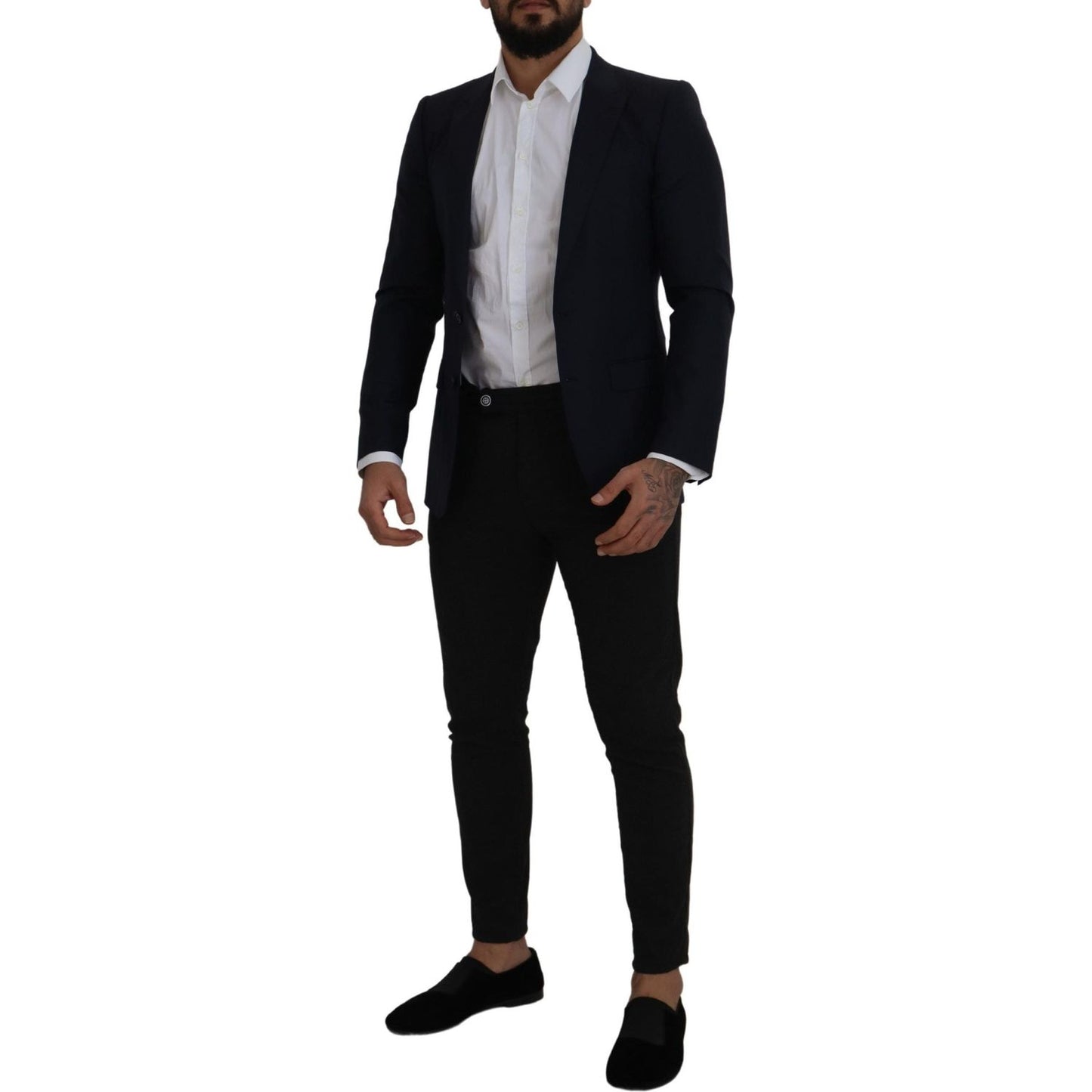 Dolce & Gabbana Blue Wool Single Breasted Coat Blazer JKT3394- 46