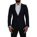 Dolce & Gabbana Blue Wool Single Breasted Coat Blazer JKT3394- 46