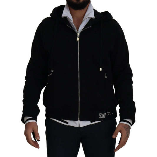 Dolce & Gabbana Black Polyester Hooded Full Zip Jacket JKT3353- 54