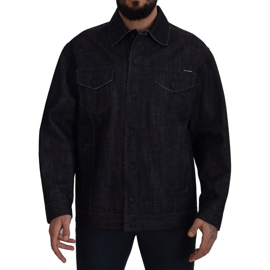 Dolce & Gabbana Black Cotton Full Button Denim Jacket JKT3364- 50