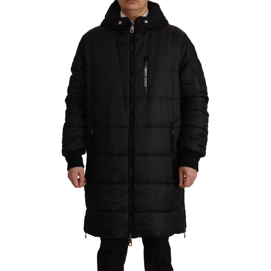Dolce & Gabbana Black Nylon Hooded Parka Coat Winter Jacket JKT3369- 46