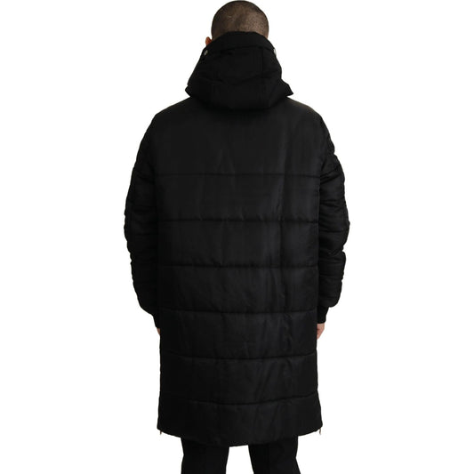 Dolce & Gabbana Black Nylon Hooded Parka Coat Winter Jacket JKT3369- 46