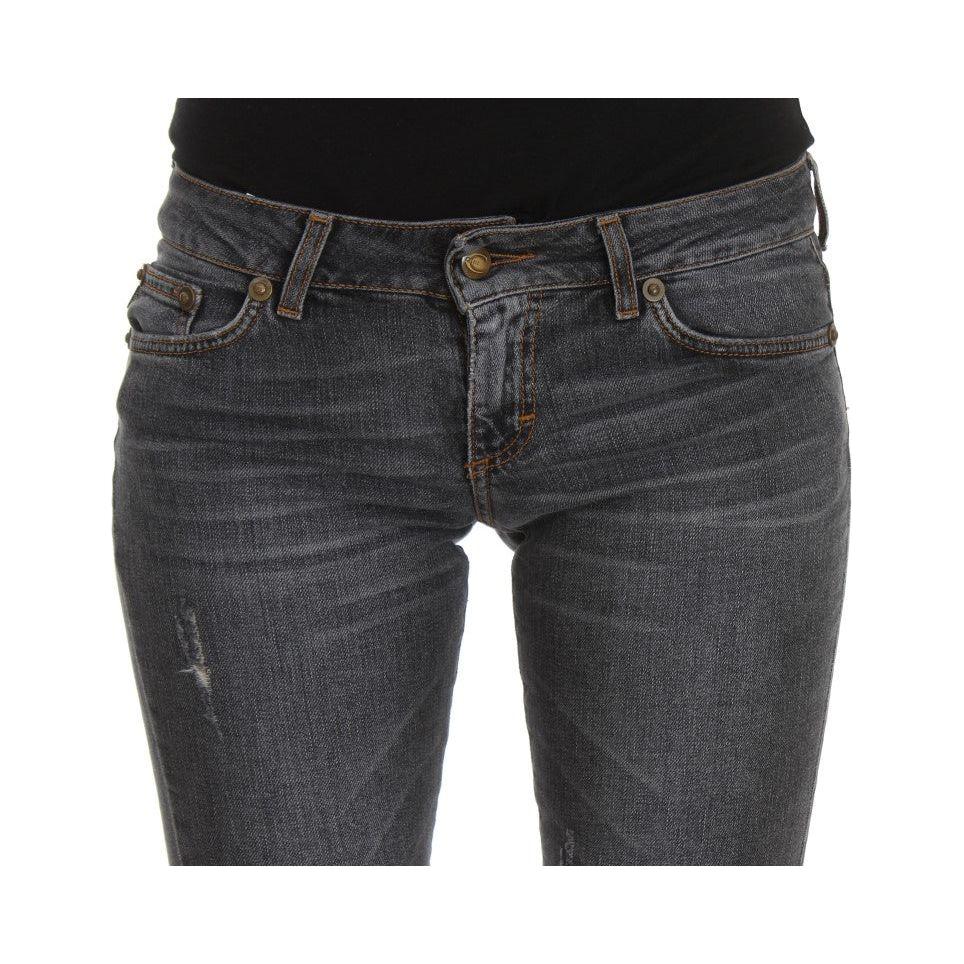 بنطلون جينز كافالي بقصّة Slim Fit باللون الأخضر الماسي والأزرق