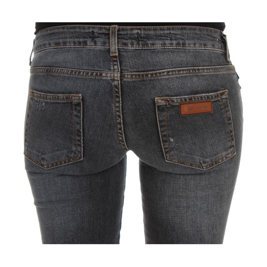 بنطلون جينز كافالي بقصّة Slim Fit باللون الأخضر الماسي والأزرق