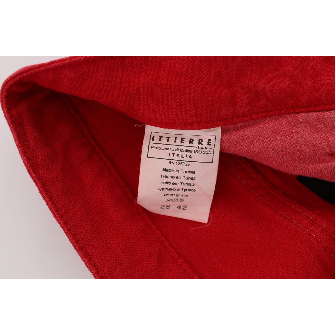 Costume National Red Cotton Blend Super Slim Fit Jeans