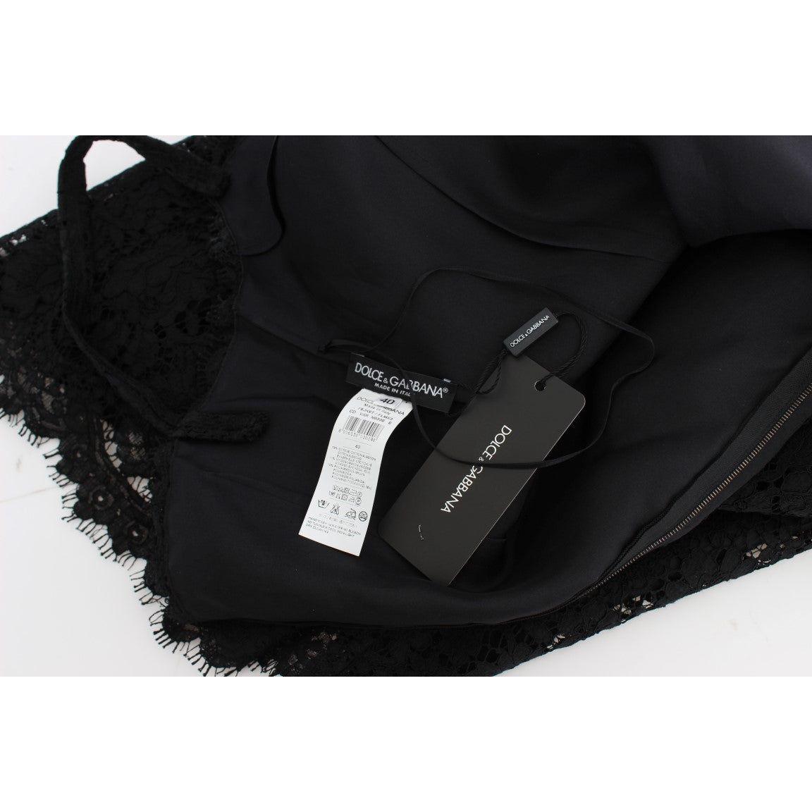 Dolce & Gabbana Black Floral Lace Shift Knee Length Dress