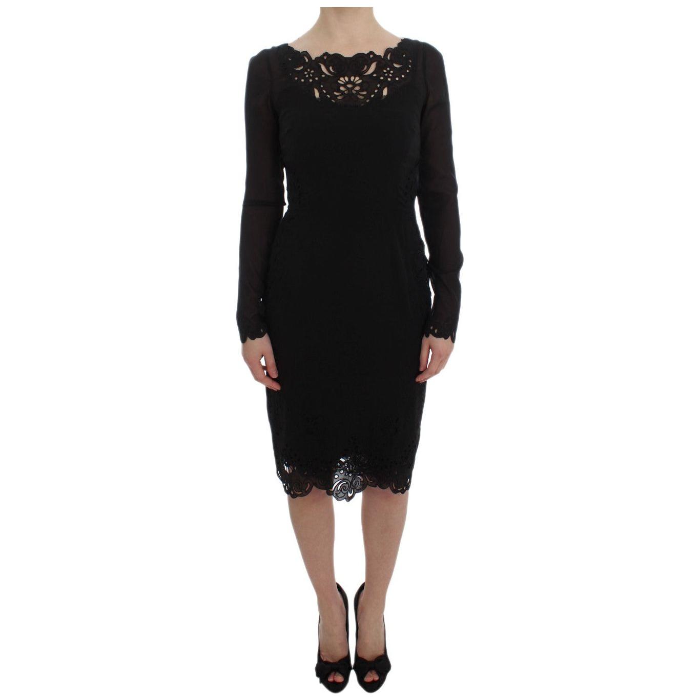 Dolce & Gabbana Black Silk Stretch Sheath Dress
