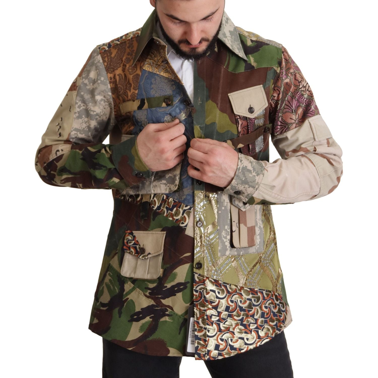 قميص كاجوال بنقشة مموهة من مجموعة دولتشي آند غابانا