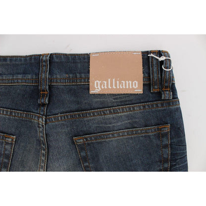 John Galliano Blue Wash Cotton Blend Slim Fit Jeans