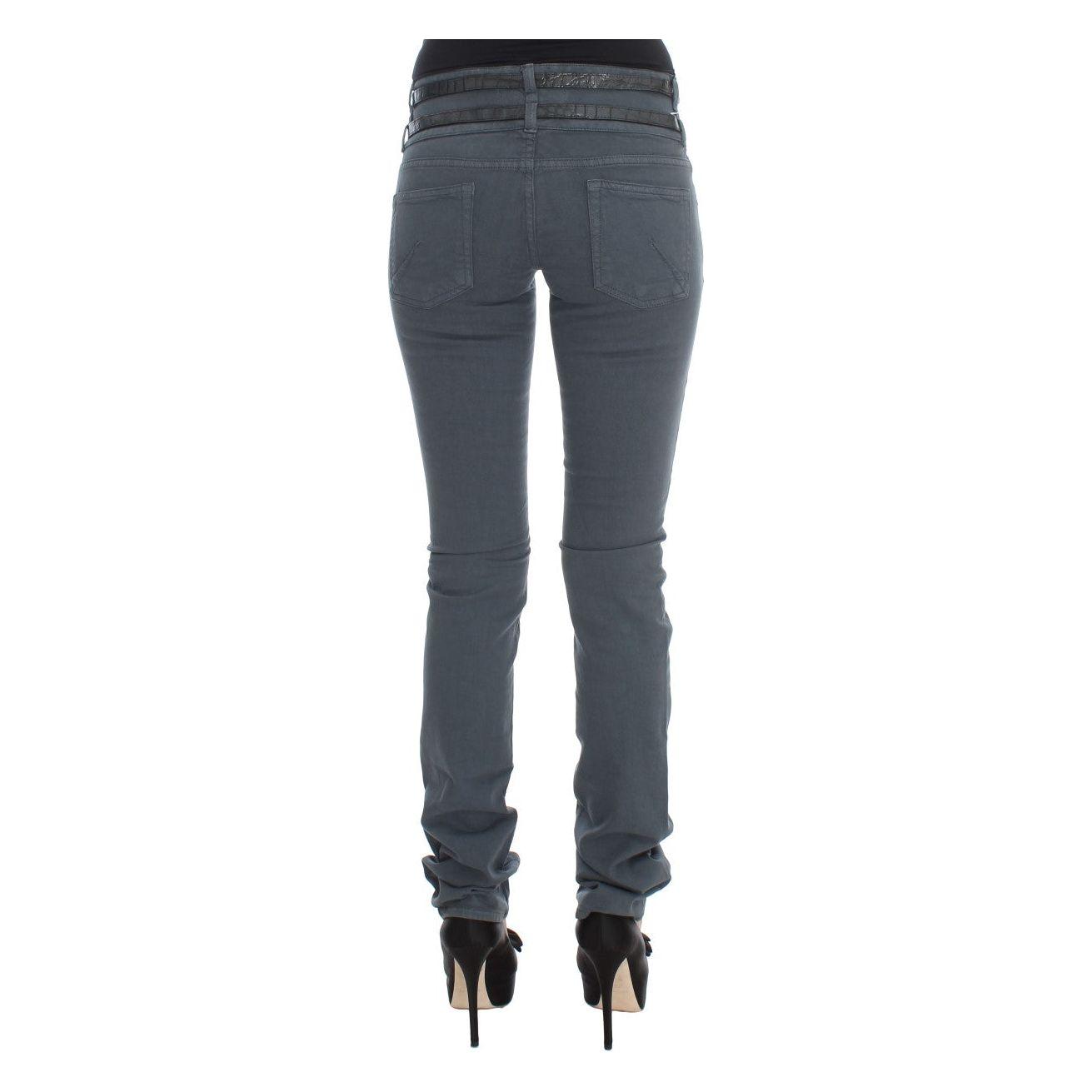 John Galliano Blue Cotton Blend Slim Fit High Waist Jeans