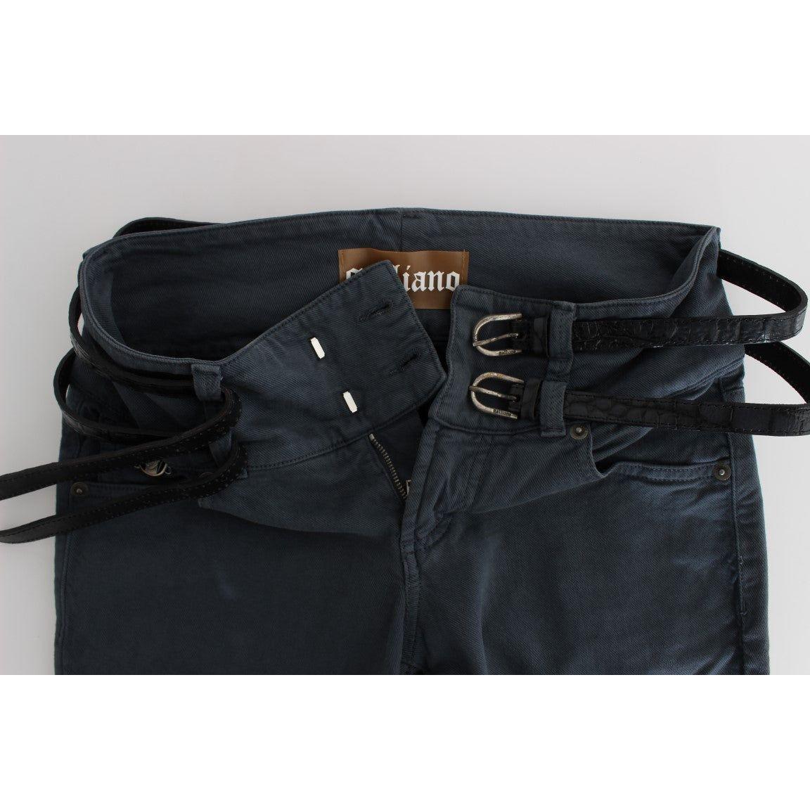 John Galliano Blue Cotton Blend Slim Fit High Waist Jeans SIG30180-2